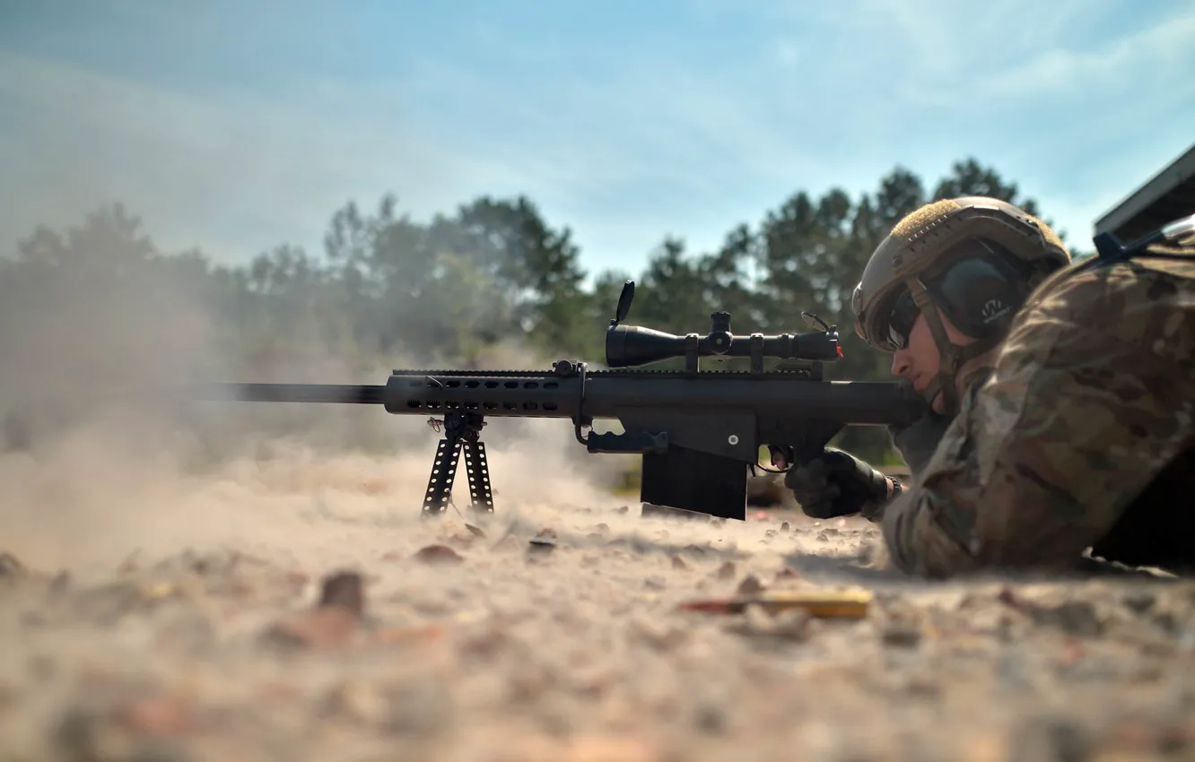 Фото обои оружие, солдат, Barrett sniper rifle