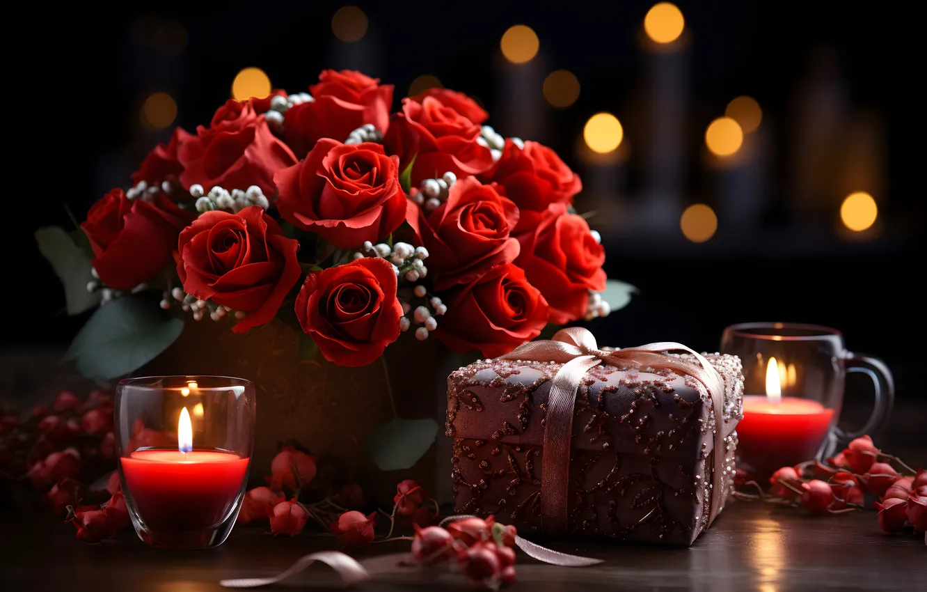 Фото обои любовь, цветы, подарок, романтика, сердце, розы, love, happy