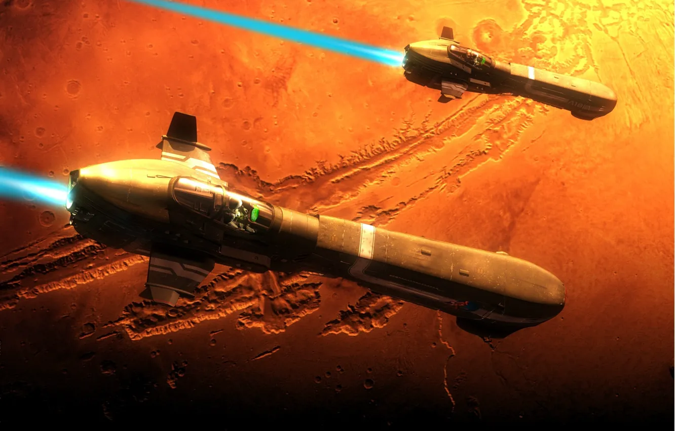 Фото обои flight, planet, ship