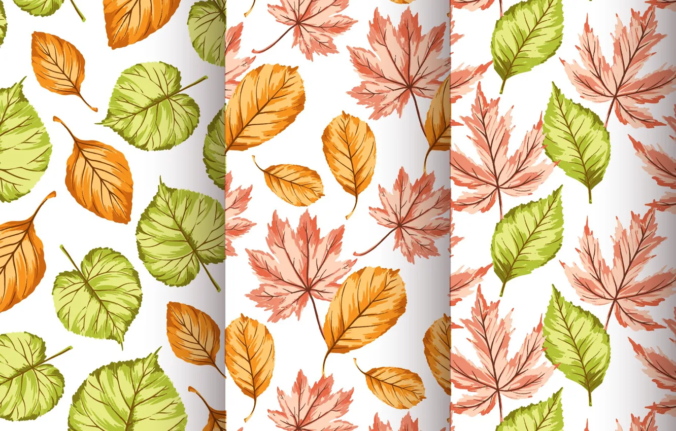 Фото обои фон, текстура, листочки, autumn, pattern, Seamless