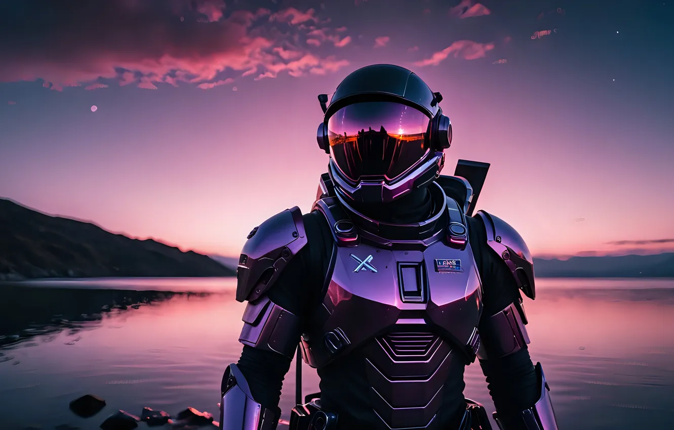 Фото обои armor, neon, AI art