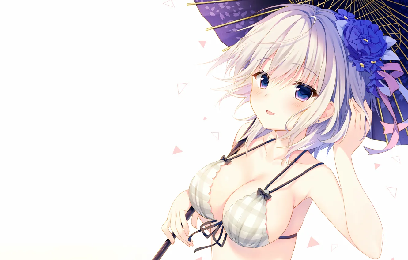 Фото обои girl, sexy, Anastasia, cleavage, boobs, umbrella, anime, beautiful