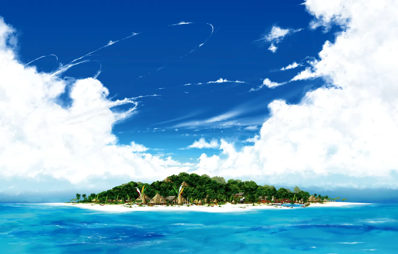 Фото обои песок, море, небо, вода, остров, Пляж