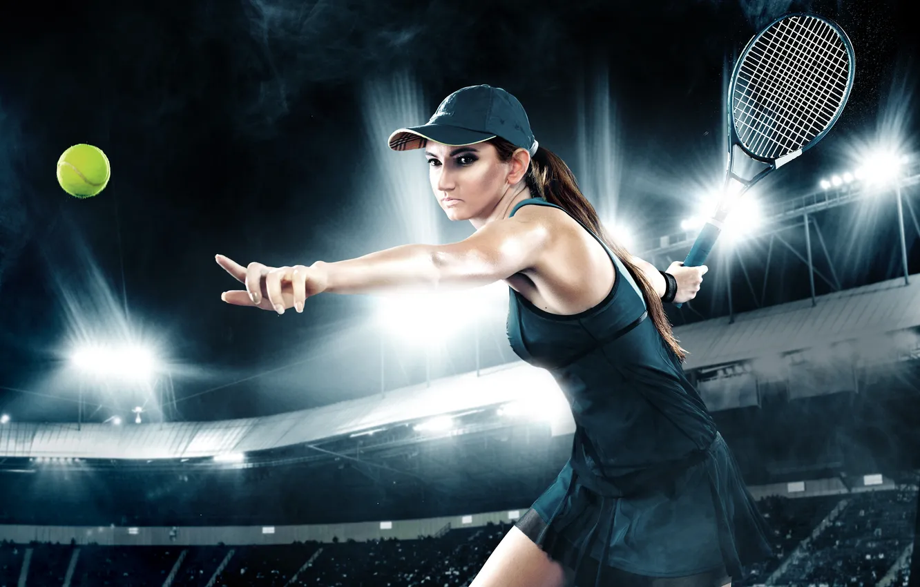 Фото обои woman, young, view, tennis, wraps, vitality