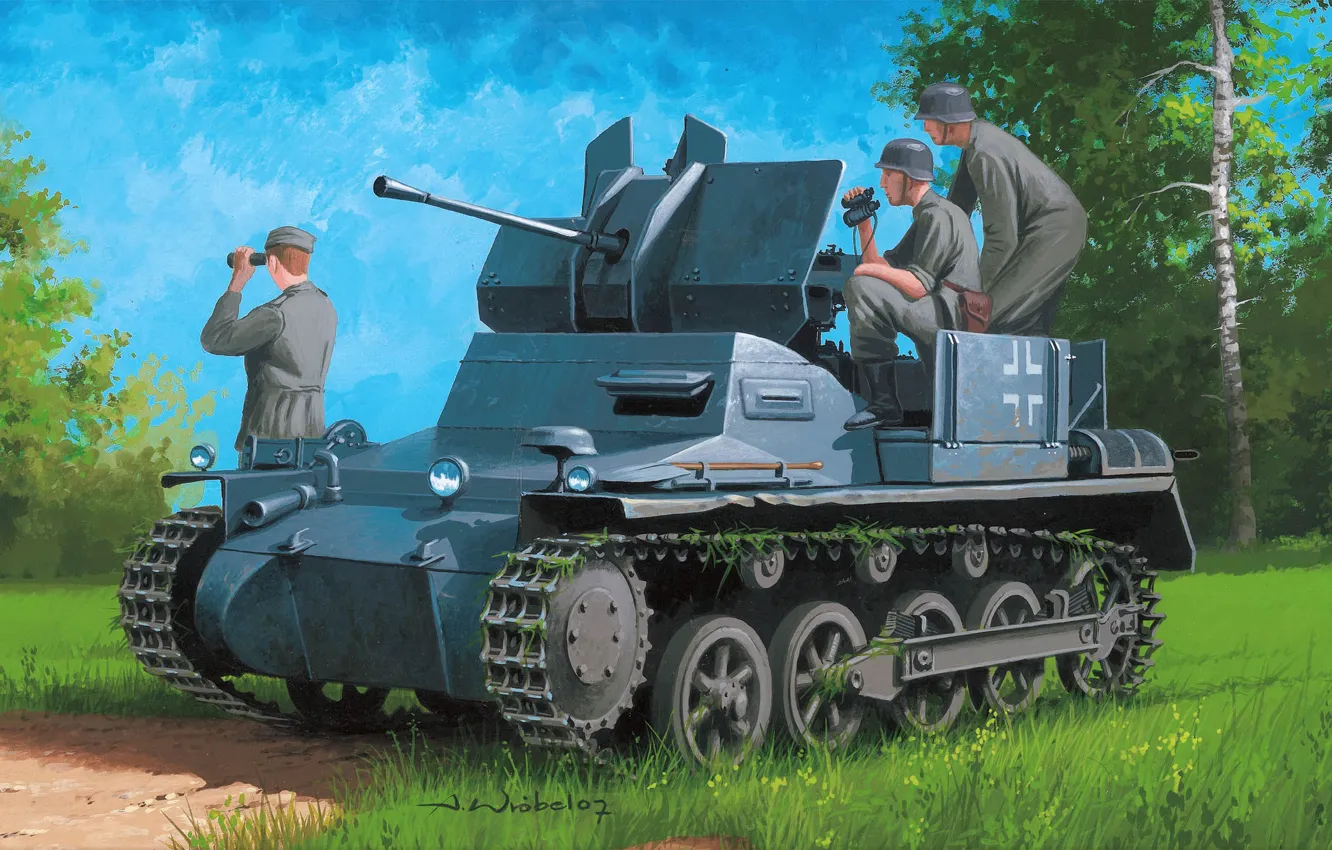 Фото обои Германия, ЗСУ, Зенитная самоходная установка, 2 cm Flak 38 auf Panzer I, Flalkpanzer I