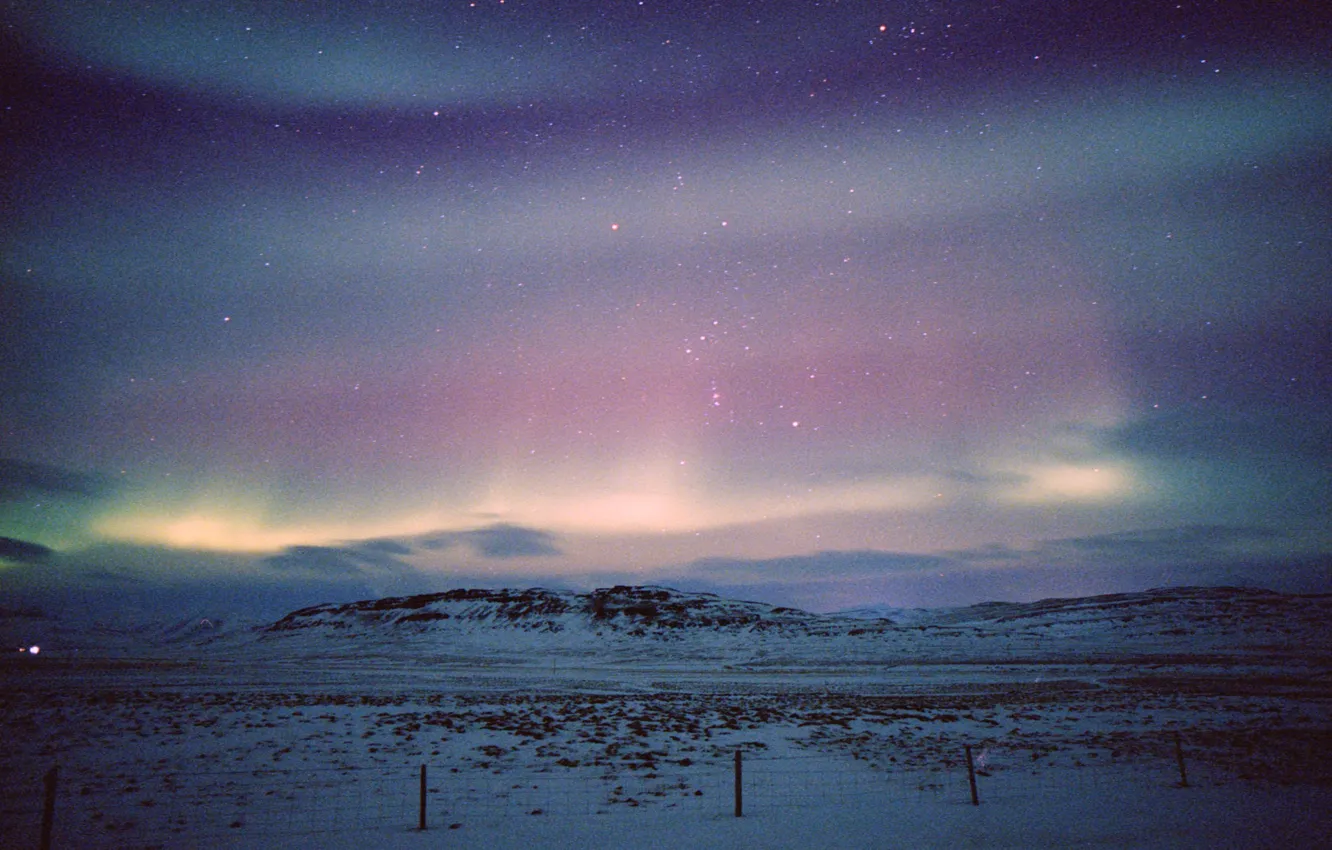 Фото обои aurora, landscape, night