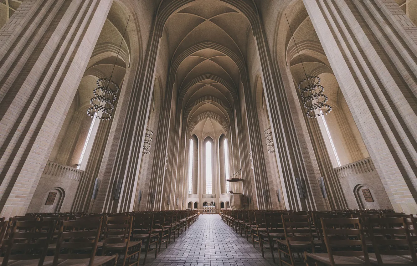 Фото обои Дания, Церковь, собор, монохром, Копенгаген