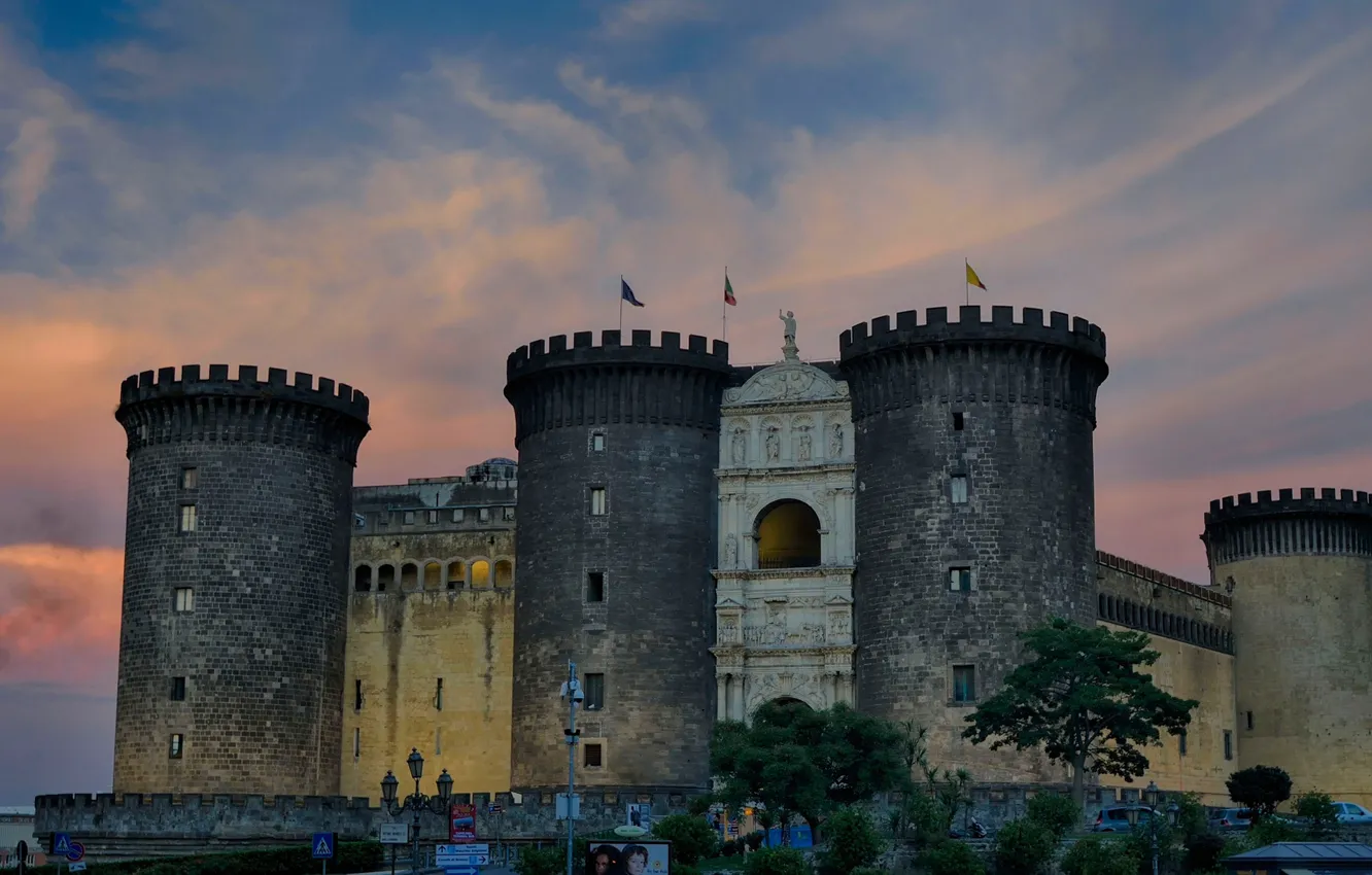 Фото обои башня, Италия, Неаполь, Кастель-Нуово, новый замок