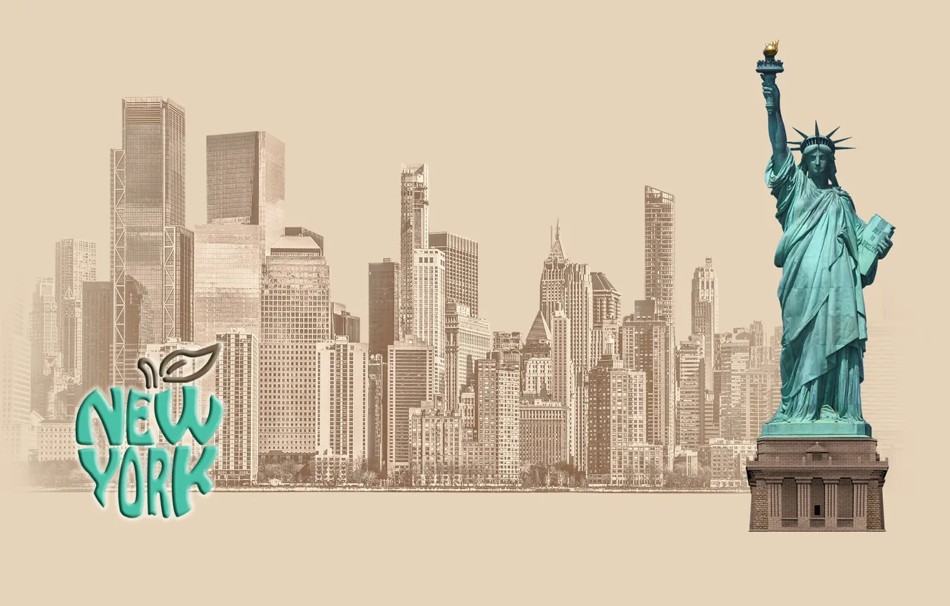 Фото обои Нью-Йорк, статуя свободы, New-York, by Pyrus-acerba, Большое Яблоко, коллекция городов