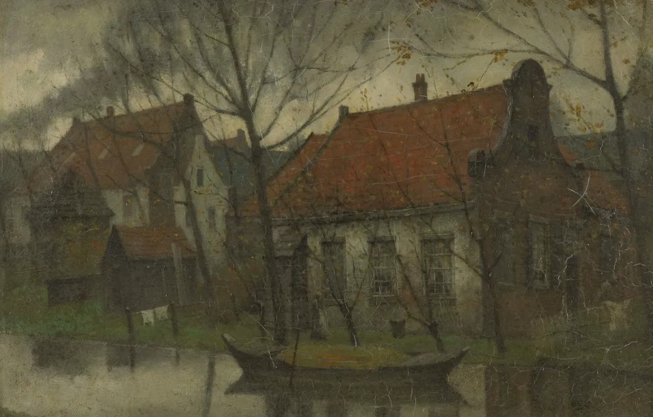 Фото обои пейзаж, масло, Деревня, холст, 1900, Иоганн Эдуард Карсен, Eduard Karsen