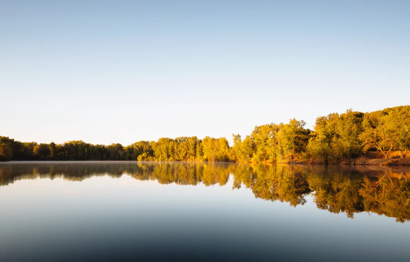 Фото обои sky, trees, lake, reflection, mirror