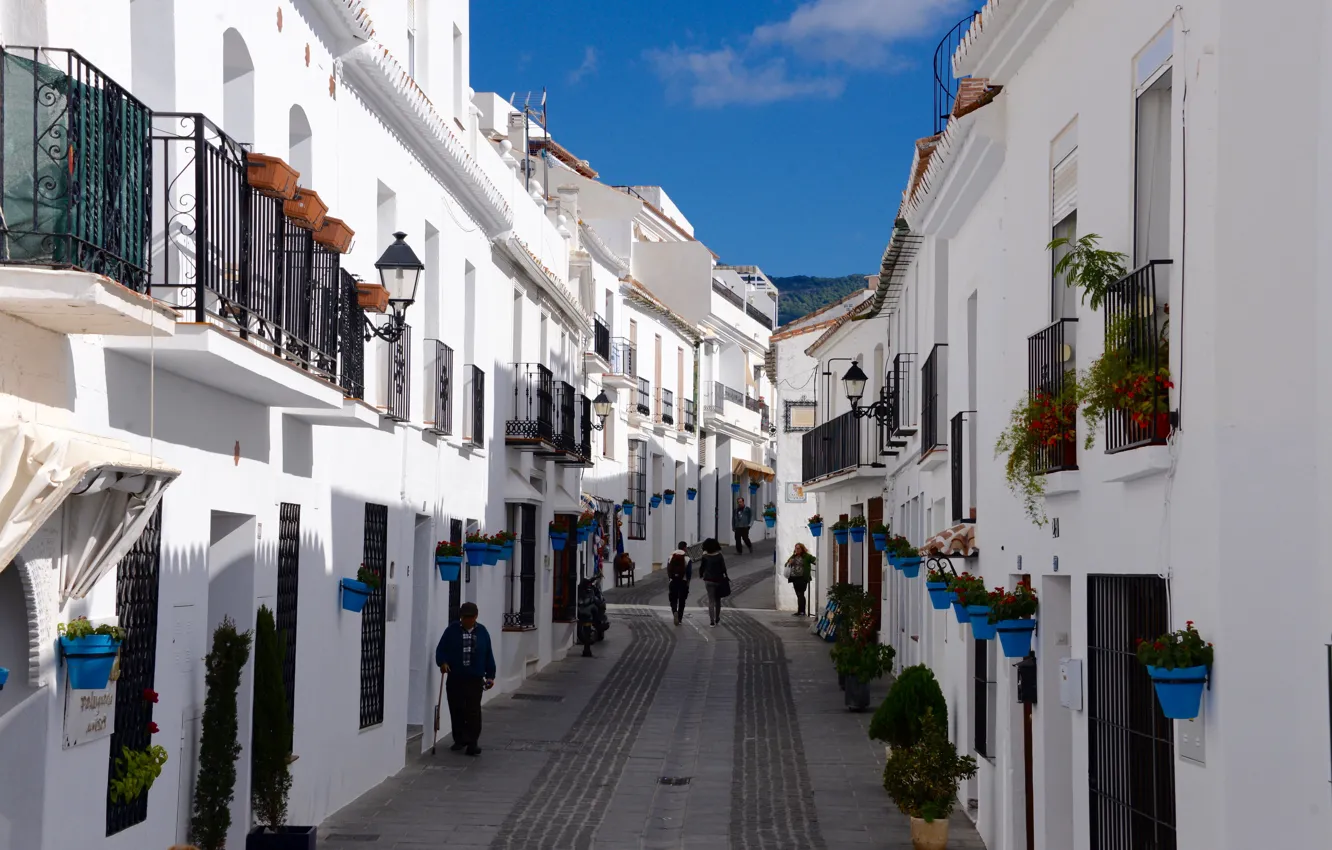 Фото обои улица, дома, Испания, Михас