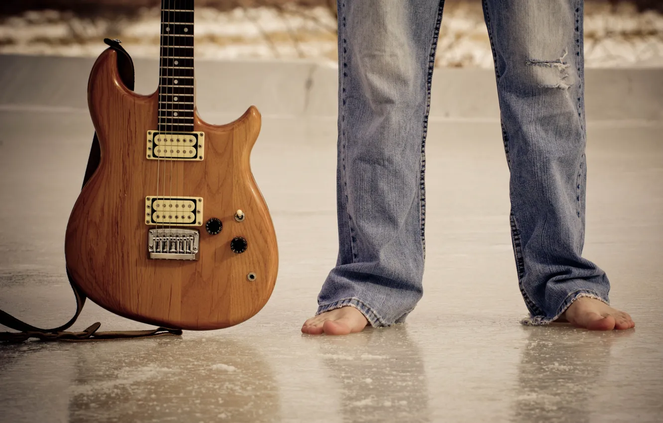 Фото обои музыка, ноги, гитара