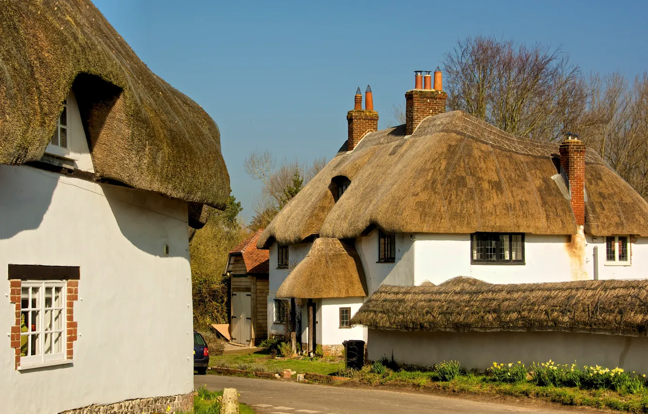 Фото обои пейзаж, Англия, дома, коттедж, поселок