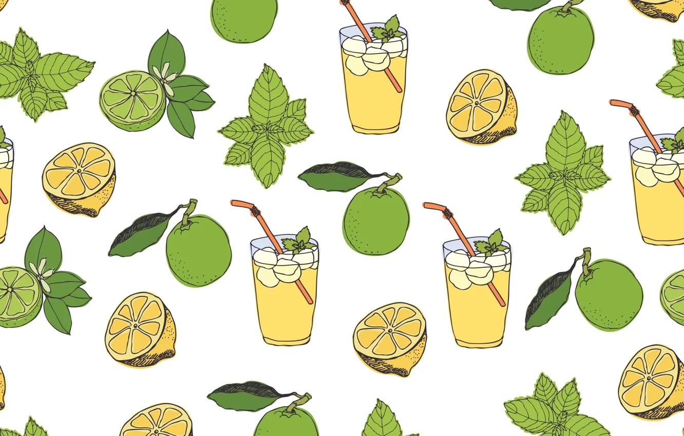 Фото обои фон, vector, текстура, pattern, lemonade