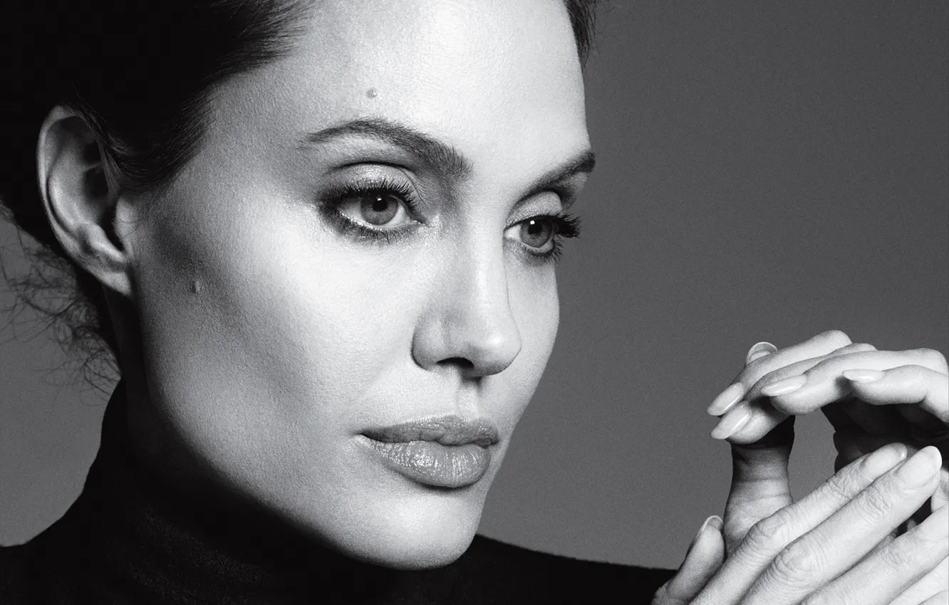 Фото обои лицо, фото, портрет, макияж, актриса, брюнетка, Анджелина Джоли, Angelina Jolie