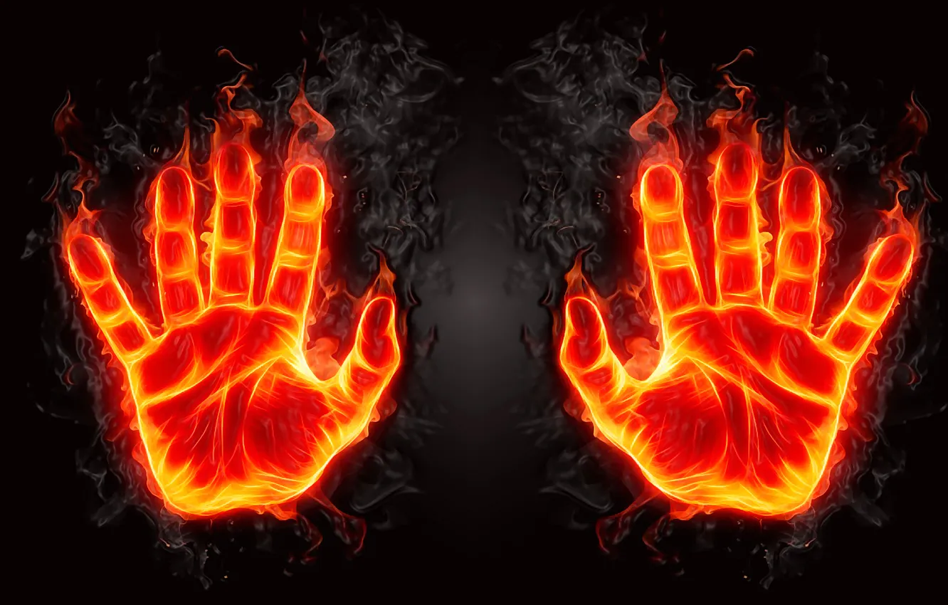 Фото обои огонь, пламя, рука, ладонь