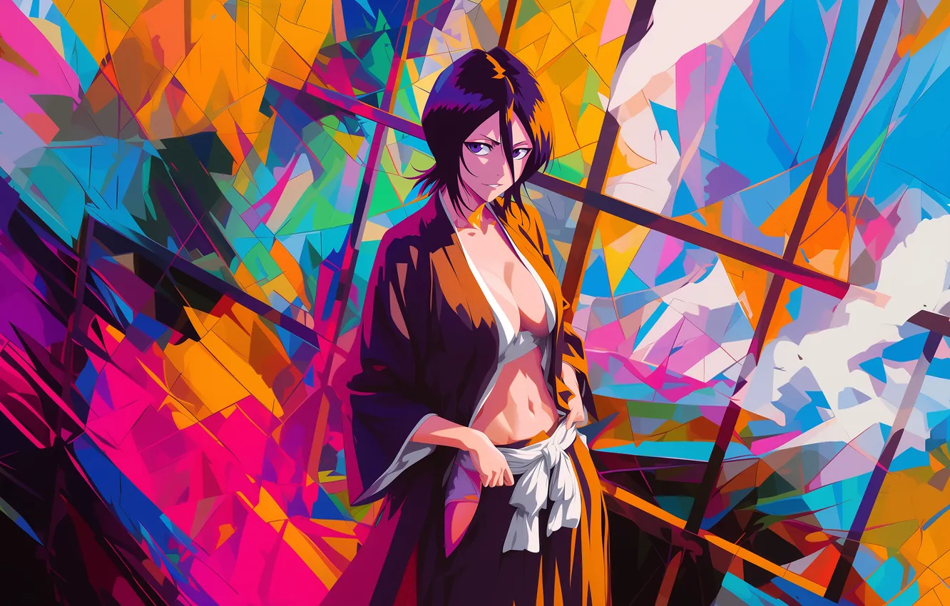 Фото обои Bleach, anime, Kuchiki Rukia, AI art