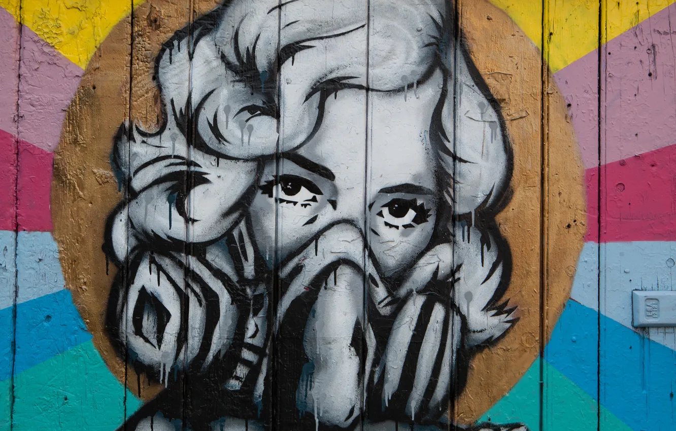 Фото обои London, Woman, Masked, GRAFFITI, STREET ART