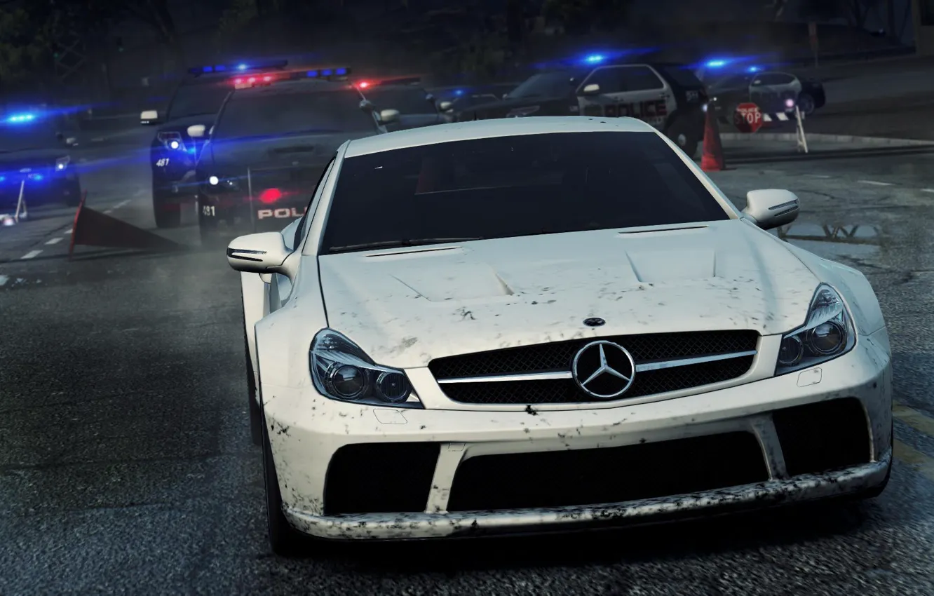 Фото обои Mercedes, Benz, Need for Speed, nfs, racing, Black Series, SL65, Most Wanted 2012