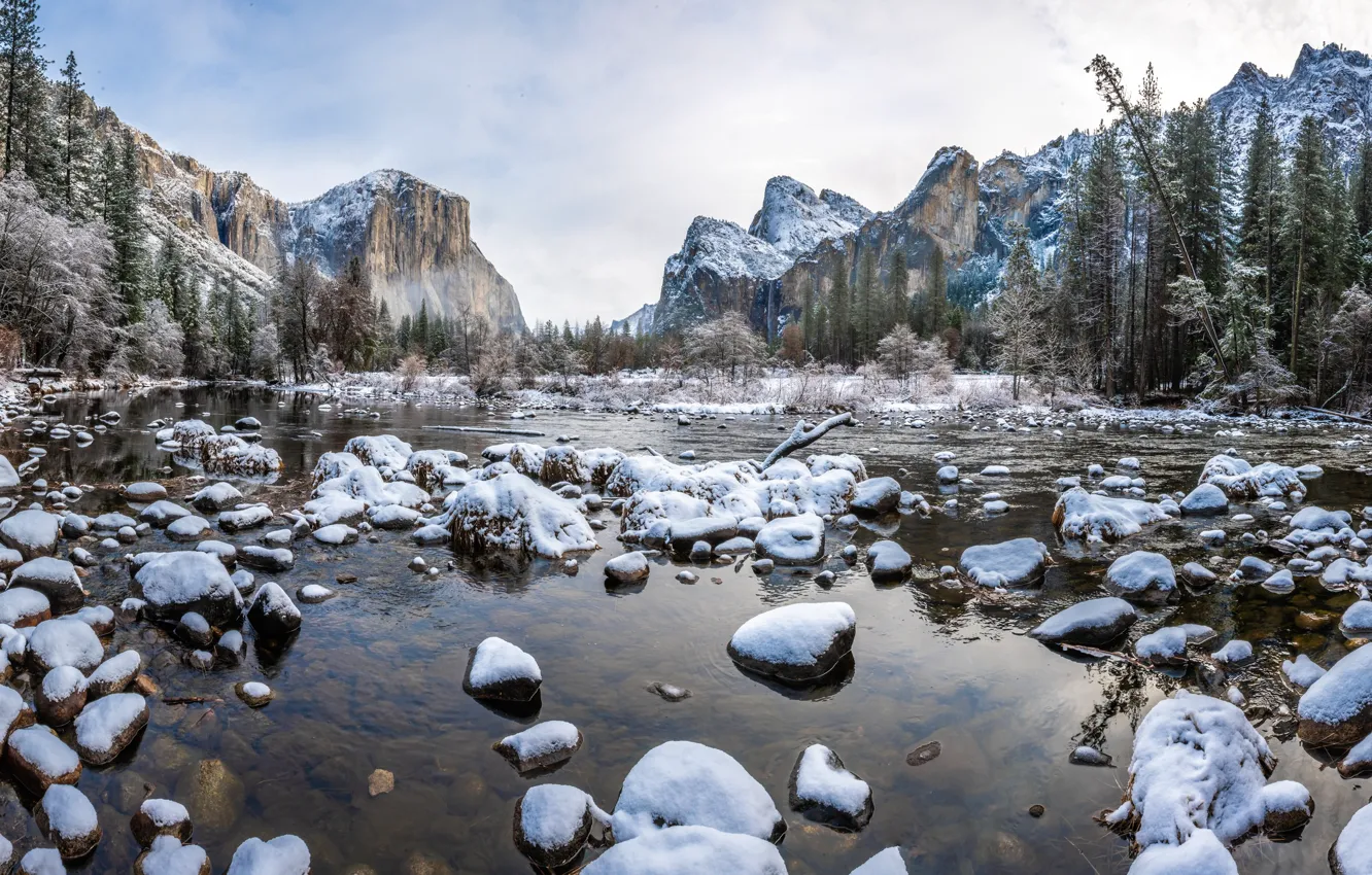 Фото обои зима, природа, Yosemite National Park