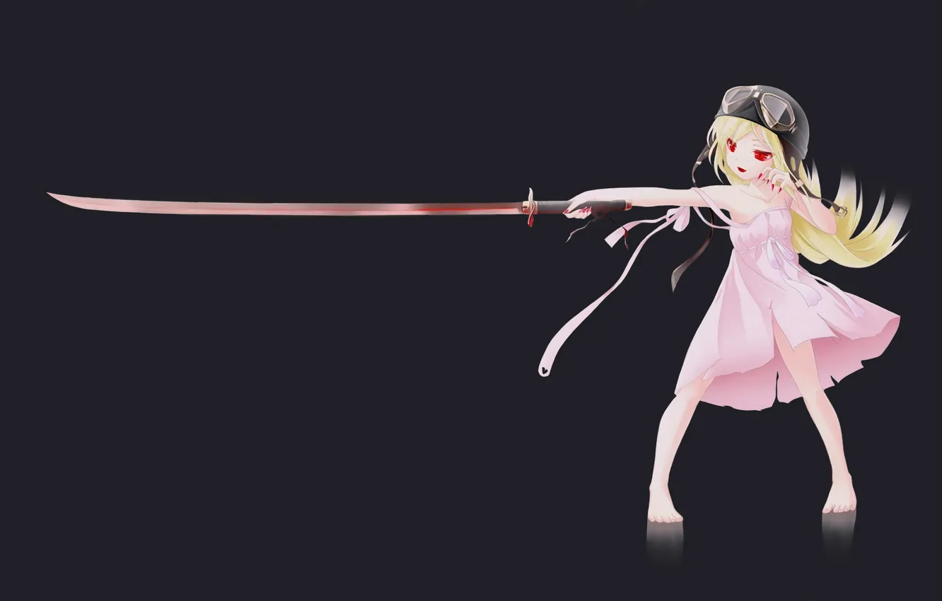 Фото обои катана, аниме, девочка, вампир, anime, bakemonogatari, oshino shinobu