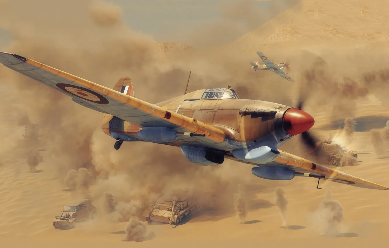 Фото обои истребитель, Великобритания, RAF, Piotr Forkasiewicz, Hawker Hurricane Mk.IId