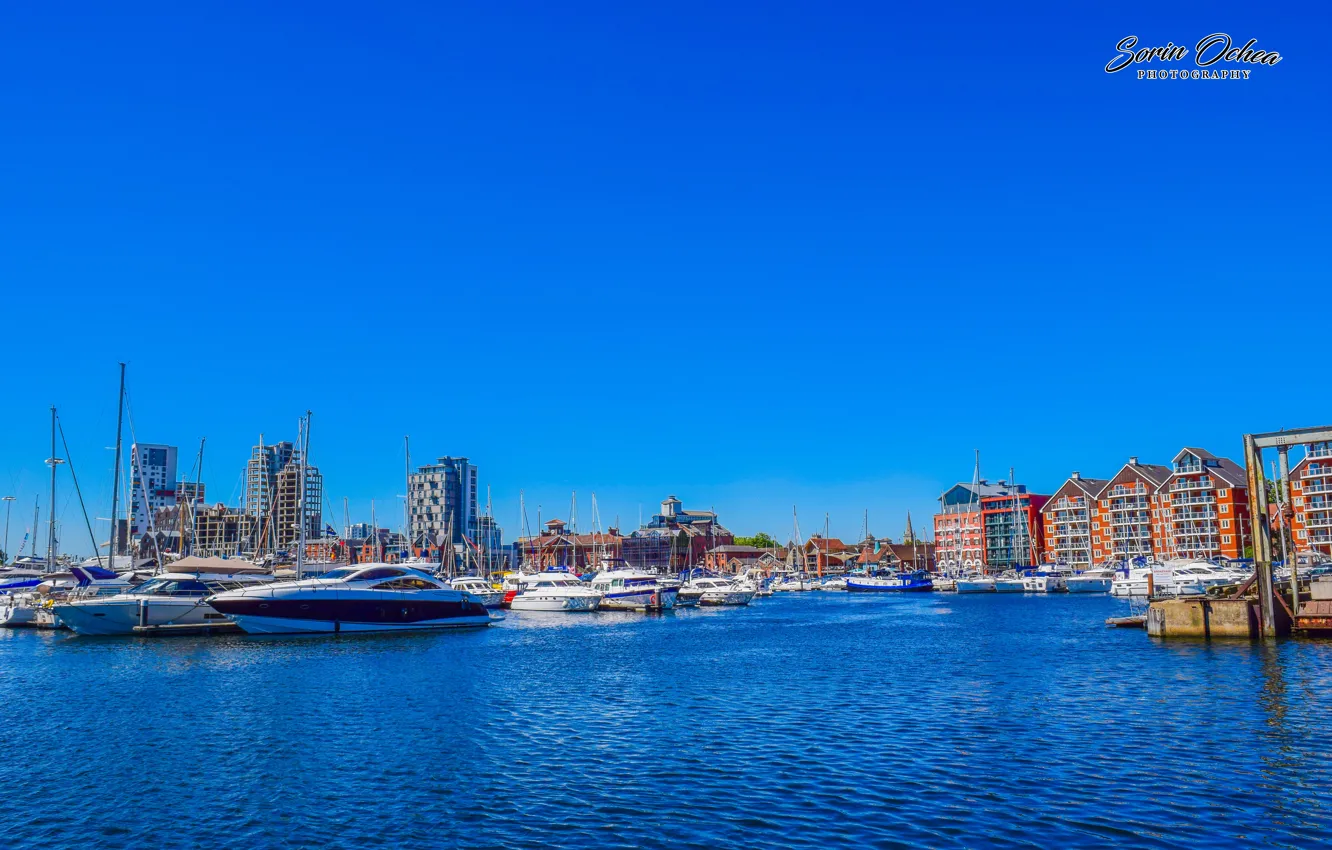 Фото обои city, sea, boats, port