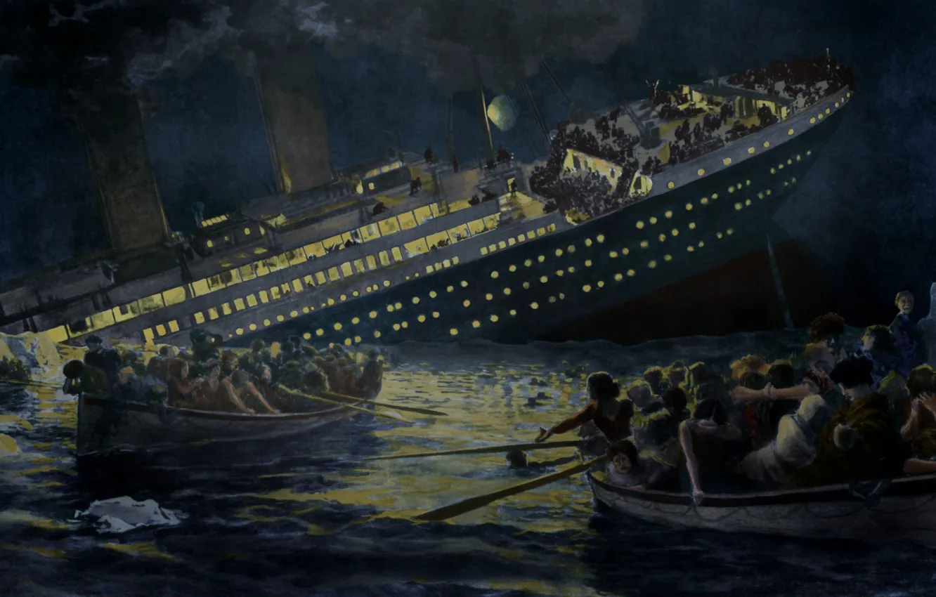 Фото обои Titanic, death, lifeboats, Sinking