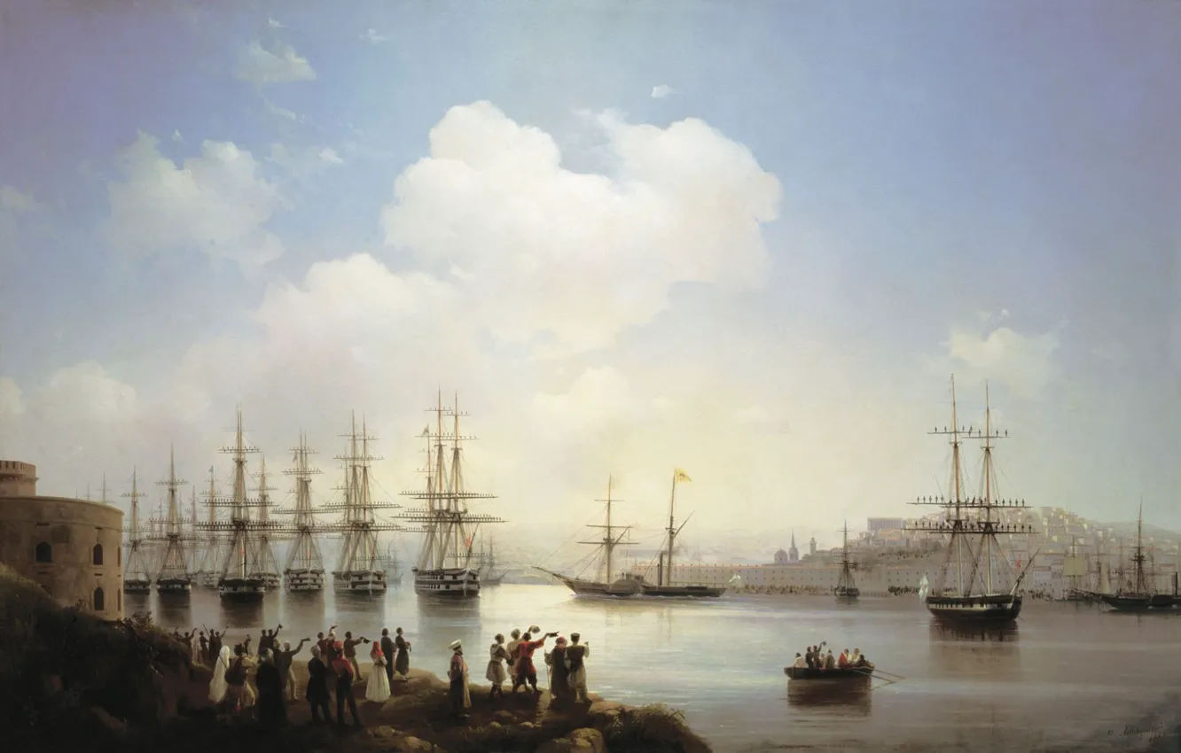 Фото обои картина, живопись, Иван Айвазовский, 1846, русская эскадра на Севастопольском рейде