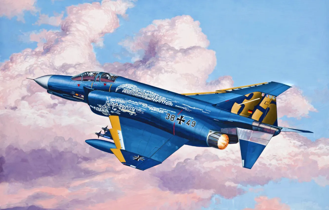 Фото обои art, painting, jet, F-4 Phantom JG 71 Richthofen