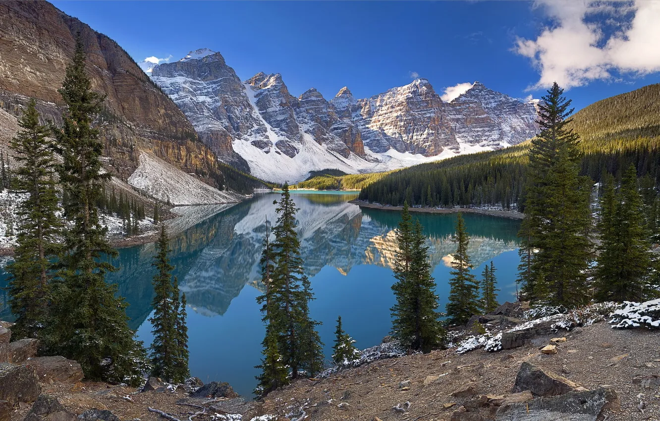 Фото обои пейзаж, горы, озеро
