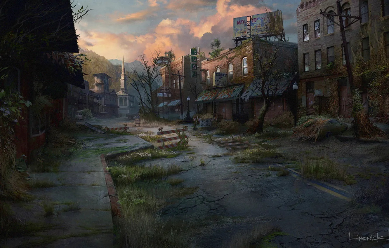 Фото обои город, арт, конец света, постапокалипсис, The Last of Us