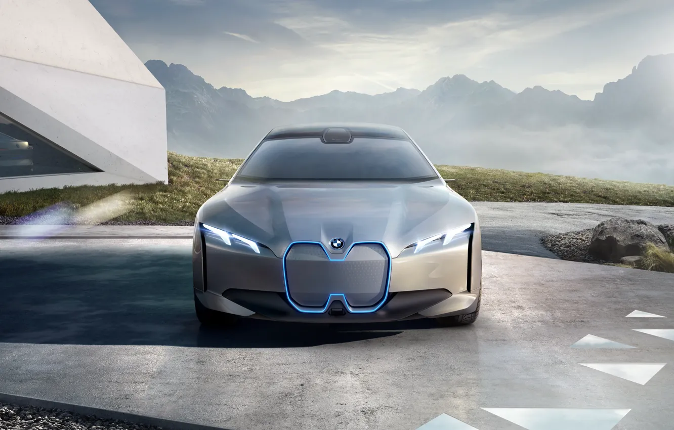 Фото обои Concept, BMW, Концепт, Седан, Немецкий, Спереди, Электромобиль, 2021