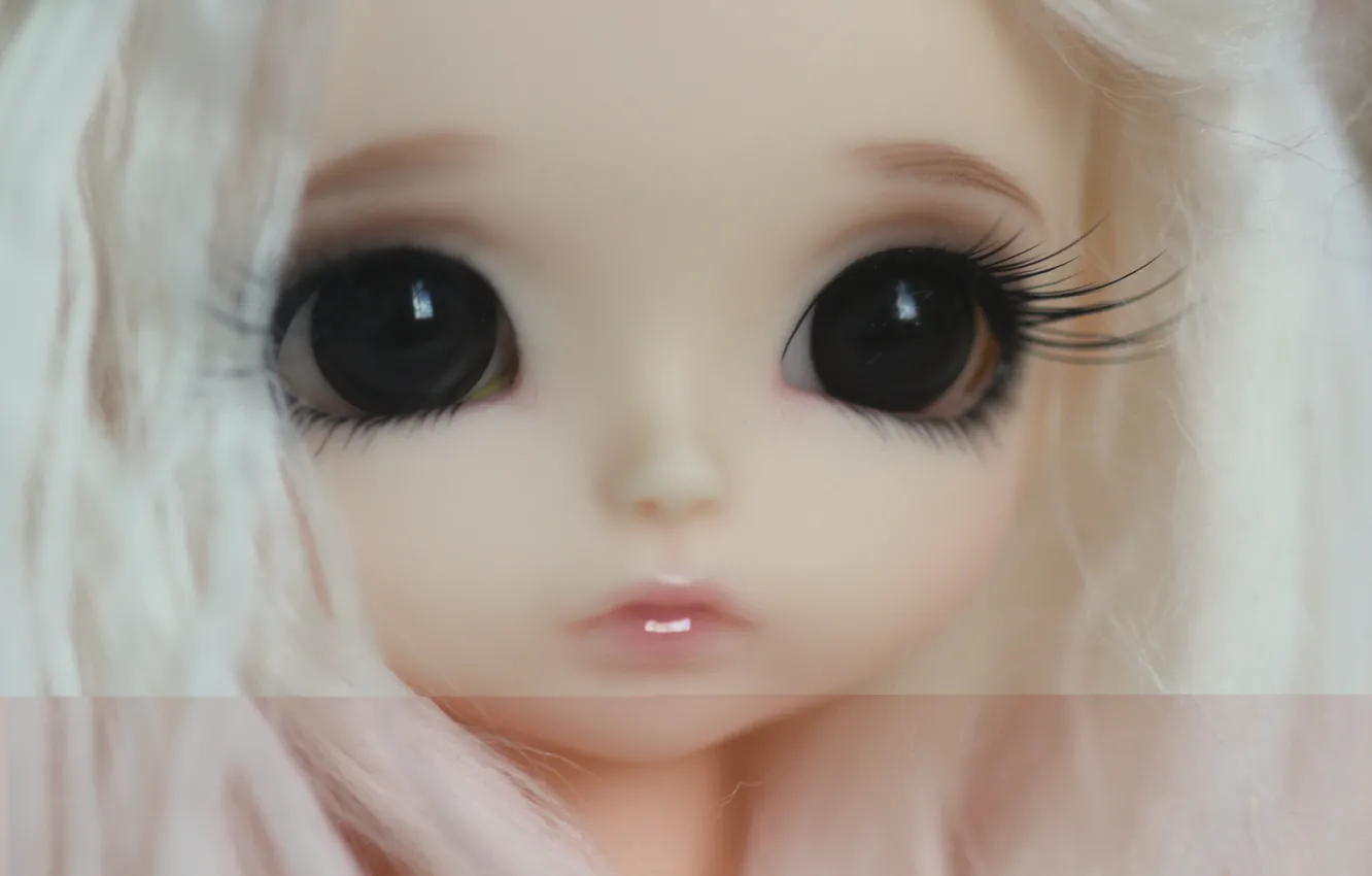 Фото обои глаза, кукла, блондинка, черные