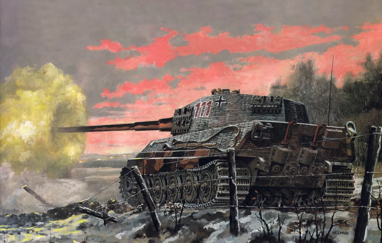 Фото обои рисунок, Германия, танк, ВОВ, военная техника, PzKpfw VI Ausf. B «Tiger II»
