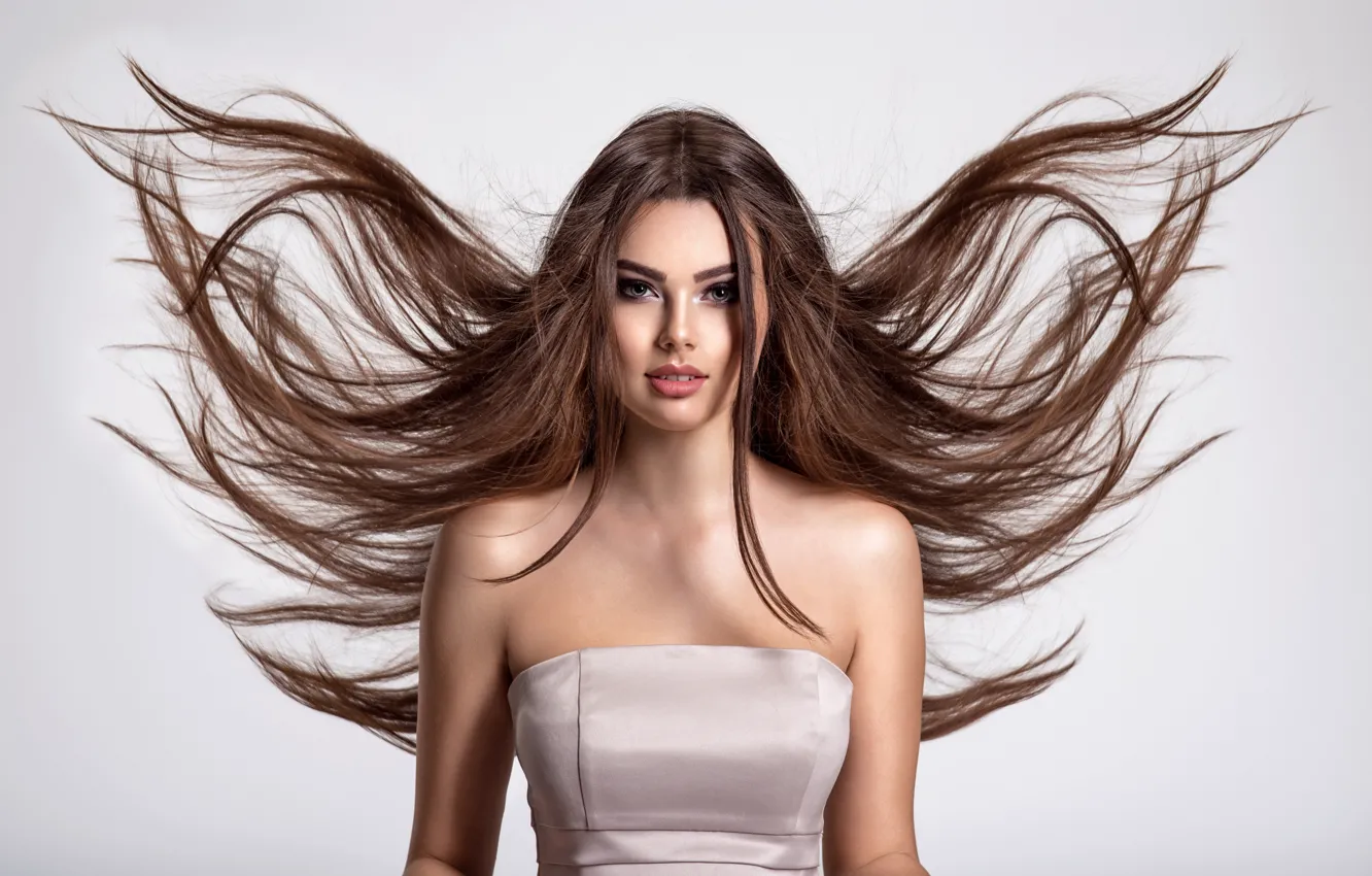Фото обои взгляд, девушка, волосы, girl, woman, длинные, локоны, hair