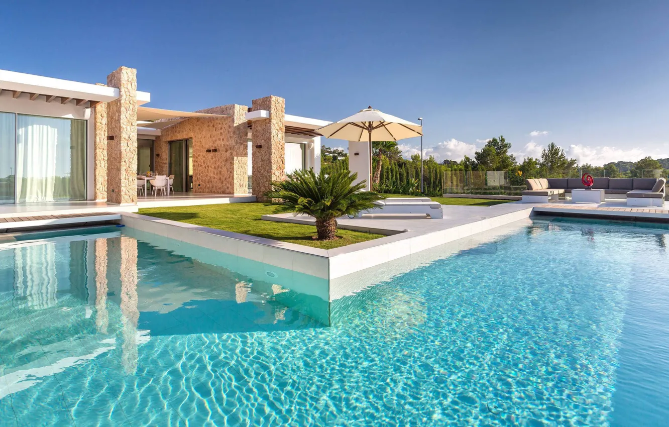 Фото обои город, вилла, бассейн, House in Ibiza