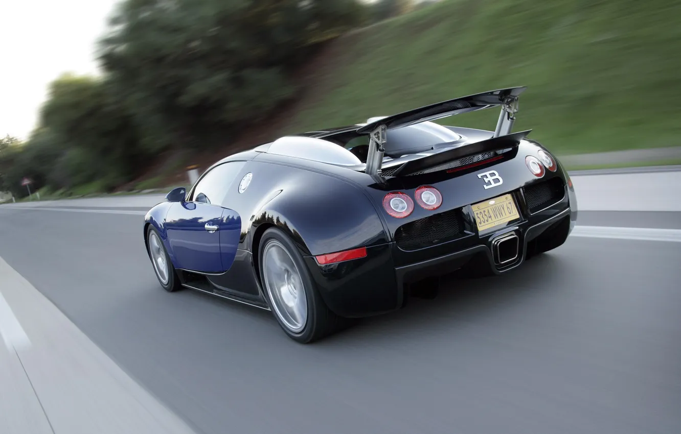 Фото обои синий, скорость, veyron, bugatti, блюр, speed, 16.4