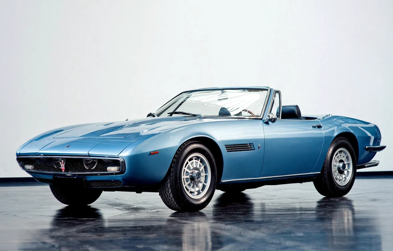 Фото обои Машина, 1969, Мазерати, Car, Автомобиль, Blue, Spyder, Wallpapers