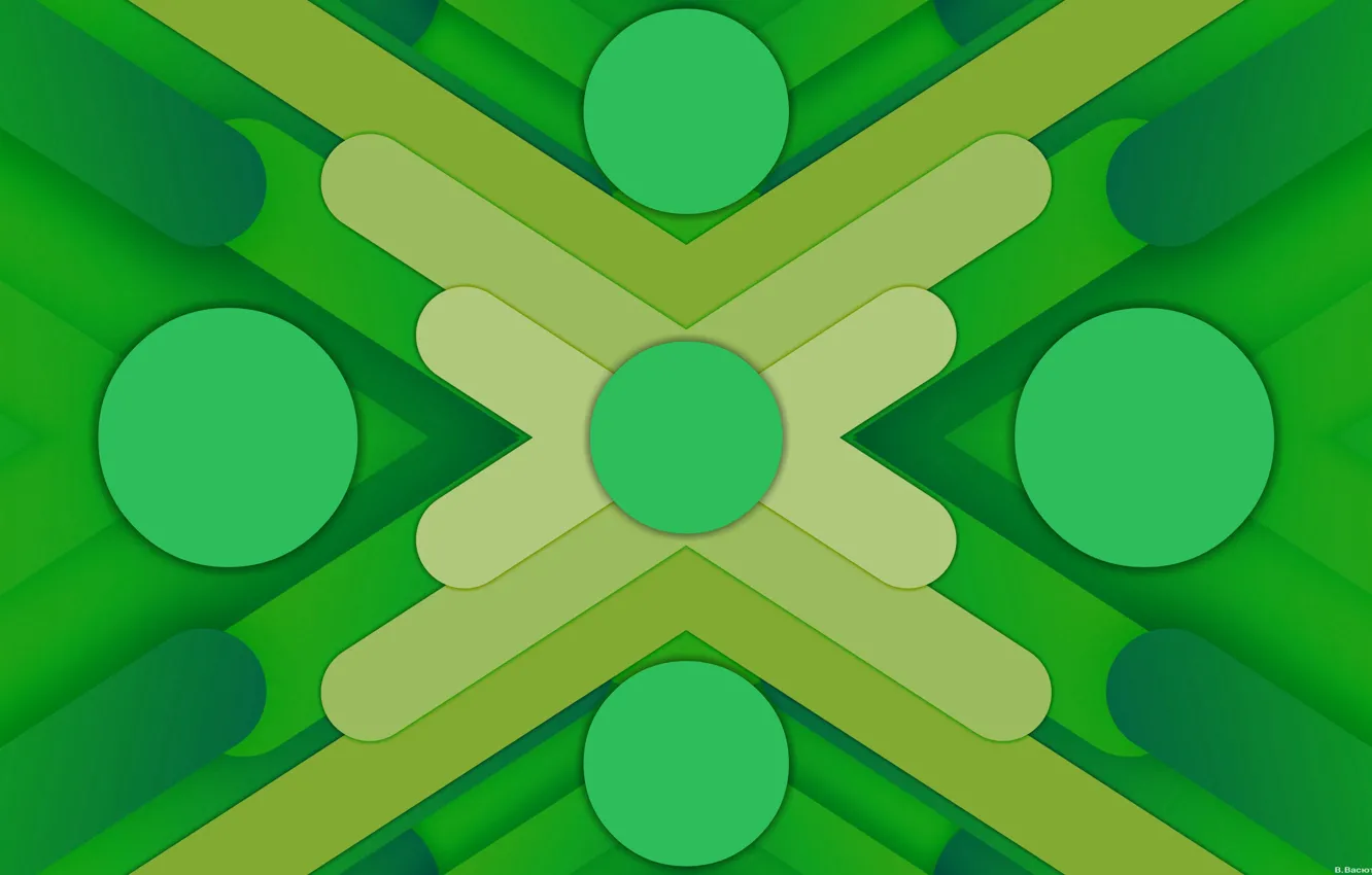 Фото обои круги, зеленый, полосы, фон