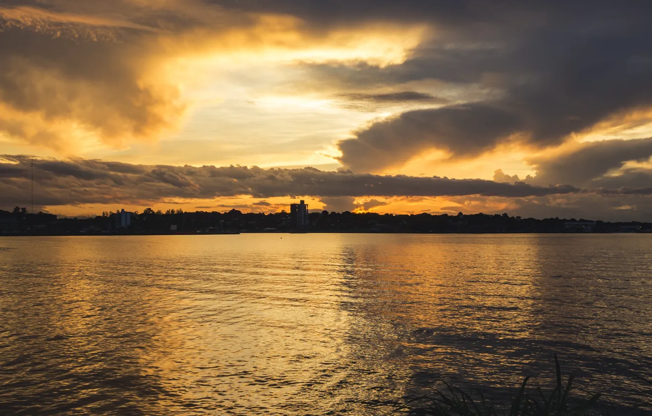 Фото обои закат, река, Аргентина, провинция Мисьонес, Позадас