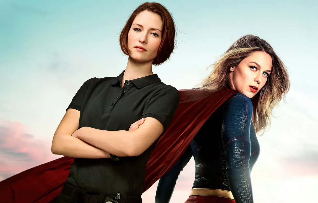 Фото обои сериал, Supergirl, Melissa Benoist, Мелисса Бенойст, Супергёрл, Алекс Дэнверс, Кайлер Ли, Кара Зор-Эл