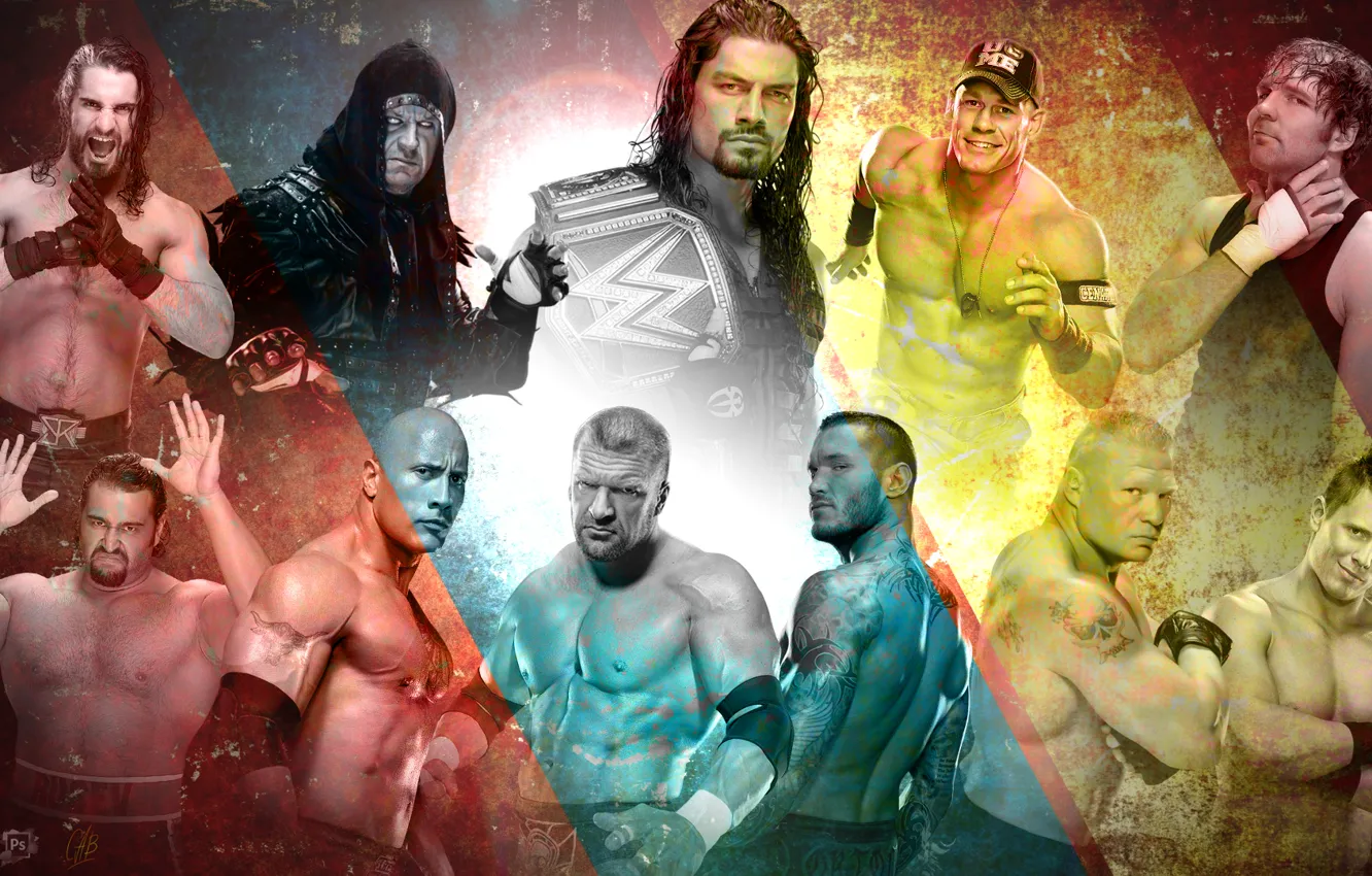 Фото обои Champion, Wrestling, WWE, The Rock, John Cena, Randy Orton, Triple H, Rusev