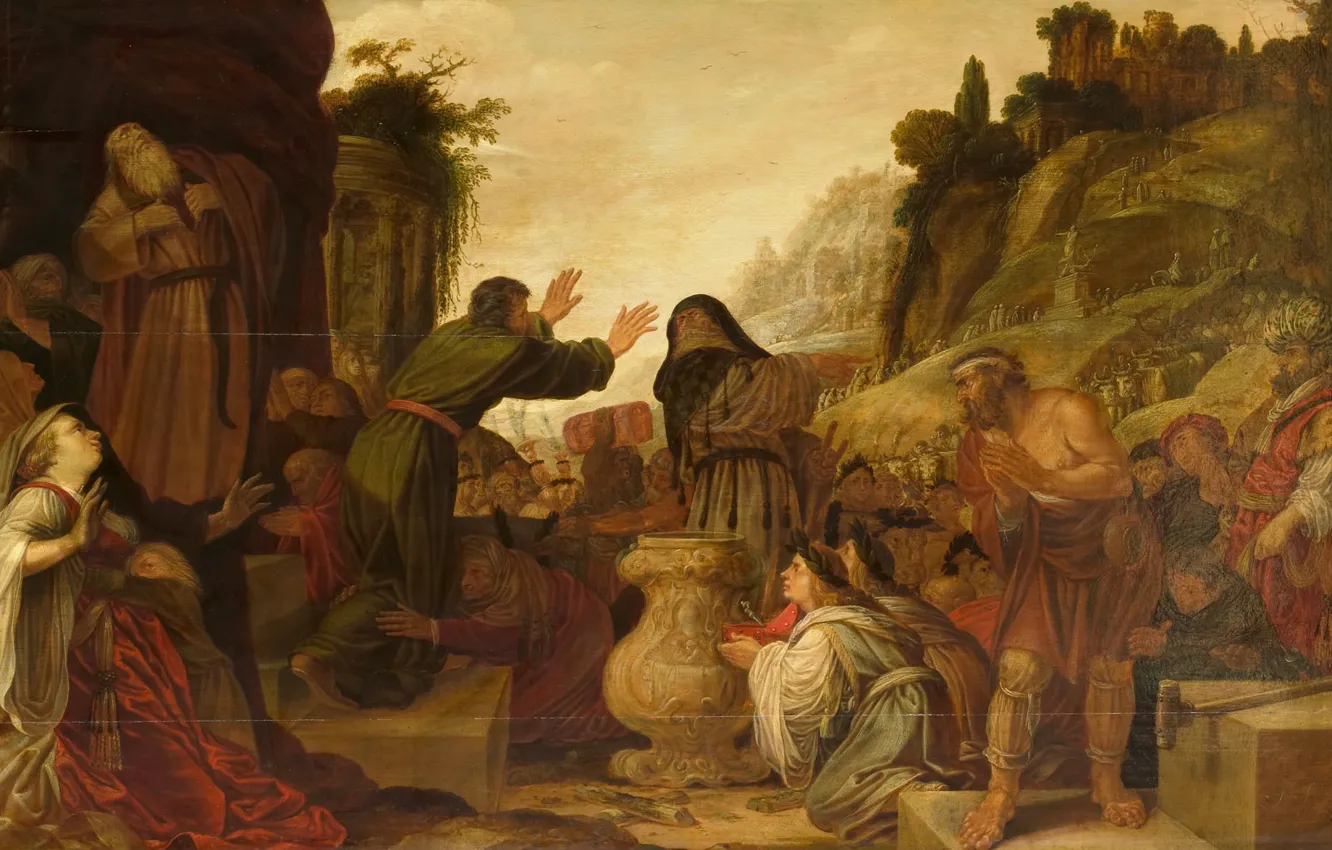 Фото обои масло, картина, мифология, 1628, Jacob Symonsz Pynas, Павел и Варнава в Листре, Якоб Симеон Пинас