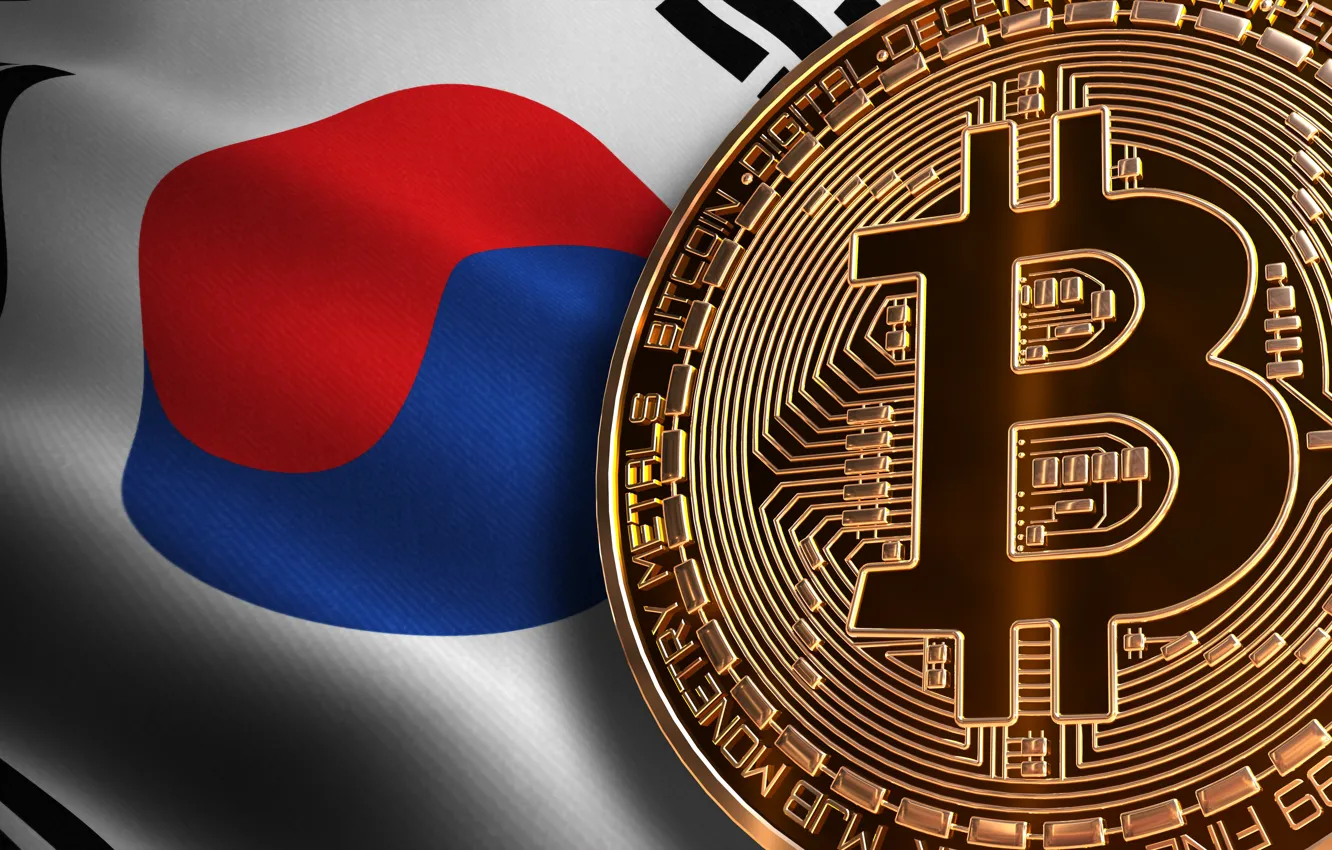Фото обои флаг, flag, южная корея, south korea, bitcoin, биткоин, btc