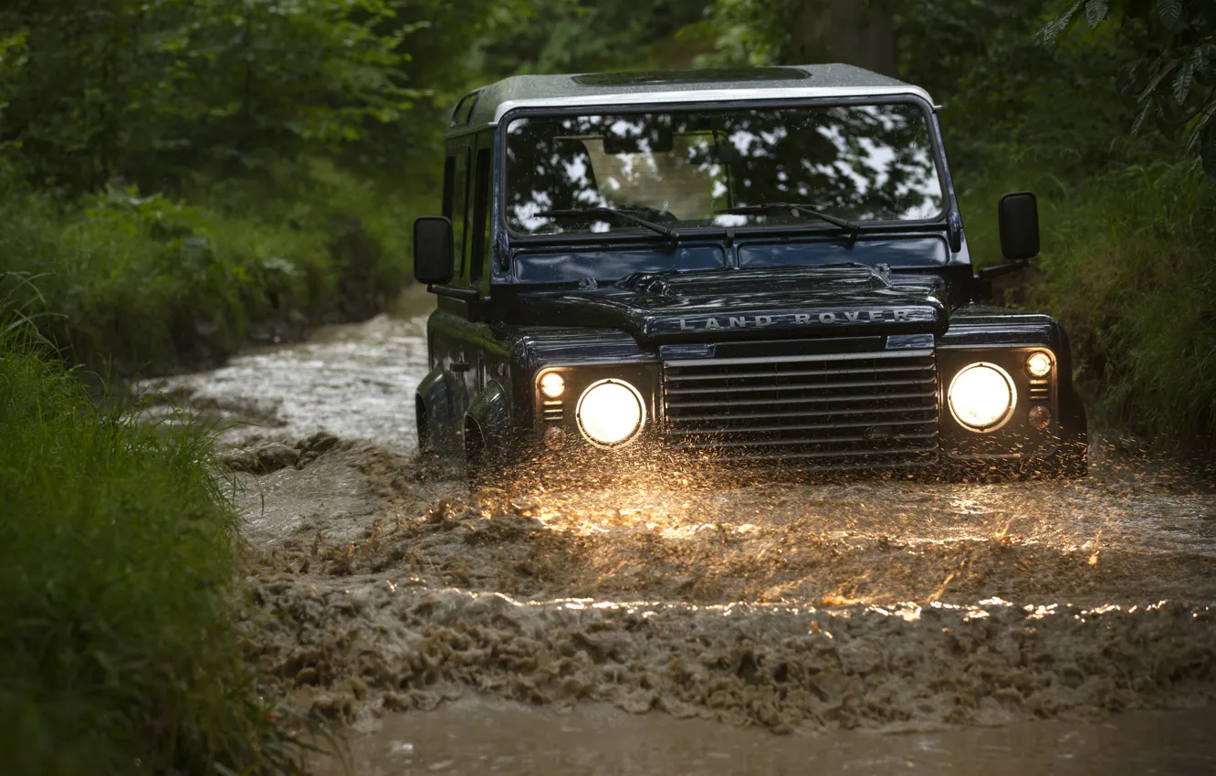 Фото обои Land Rover, Defender, канава, 2013, Defender 90