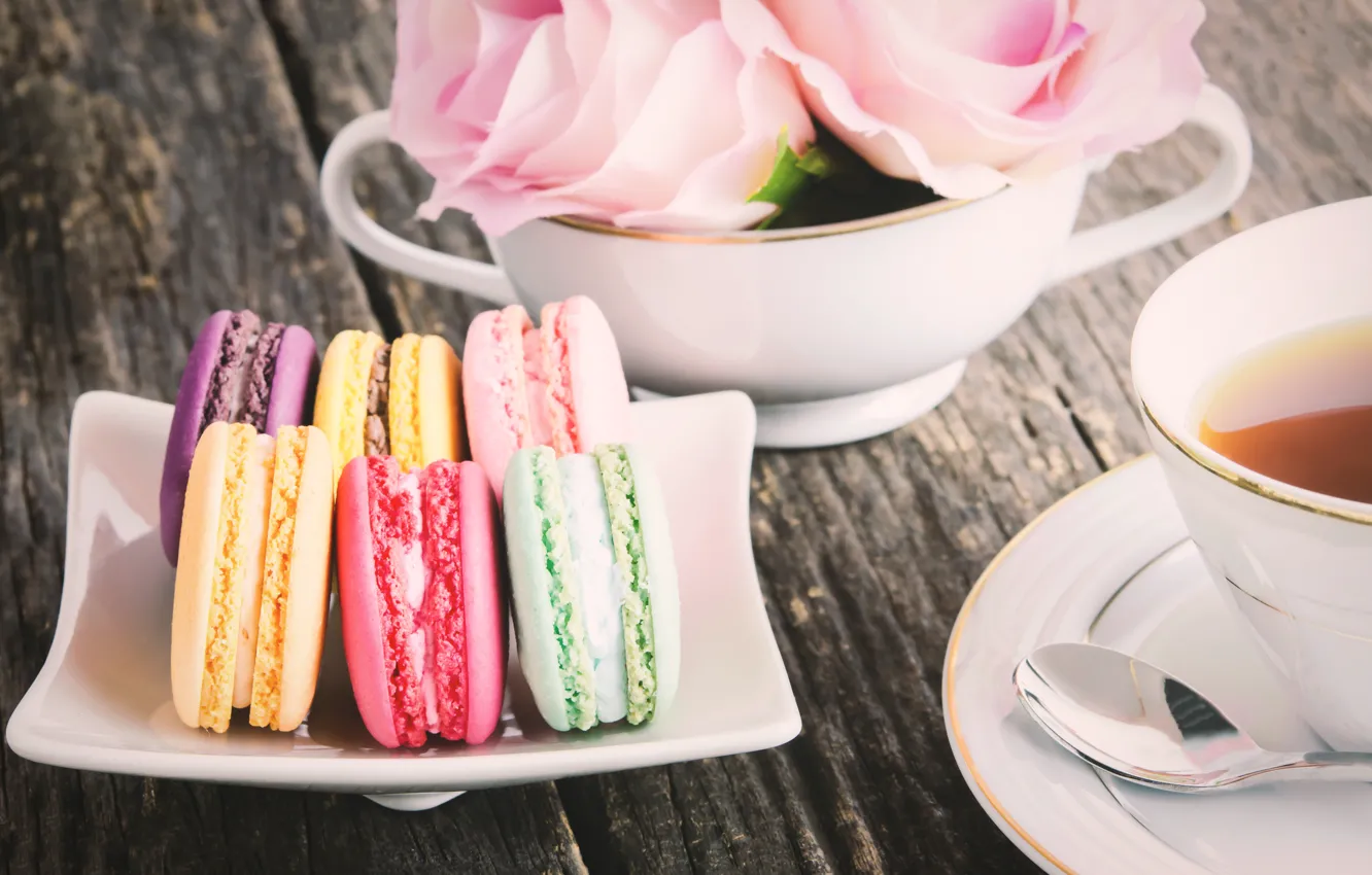 Фото обои colorful, десерт, pink, пирожные, сладкое, sweet, dessert, roses