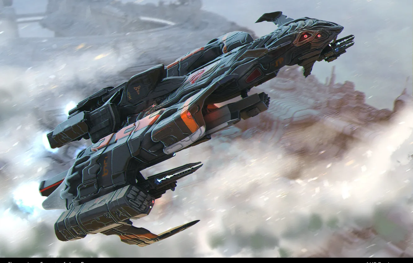 Фото обои оружие, транспорт, корабль, аппарат, The Earthmen Xterrian fighter ship