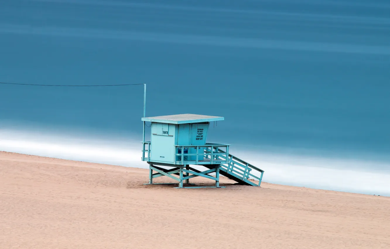 Фото обои море, пляж, Калифорния, Лос-Анджелес, Venice Beach, Соединенные Штаты, спасатель башни